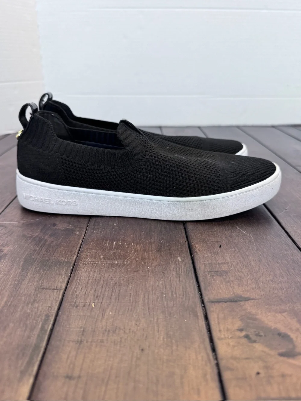 Michael Kors Juno Women's Knit Slip-On Sneaker Shoe Women’s 8 Black Stretch
